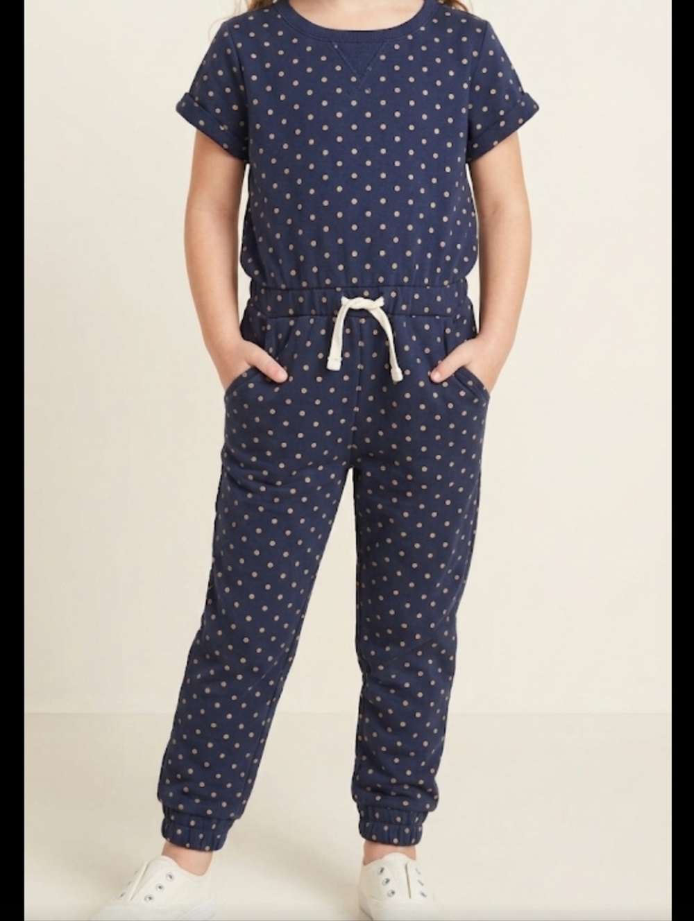 Us Angels Girls Jumpsuit Navy With Gold Polka Dots-Kids 5/6 EUC